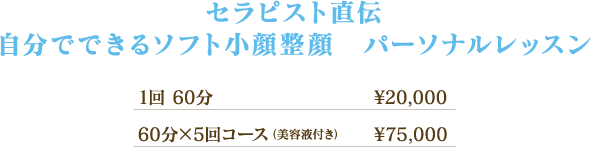 セラピスト直伝
自分でできるソフト小顔整顔　パーソナルレッスン